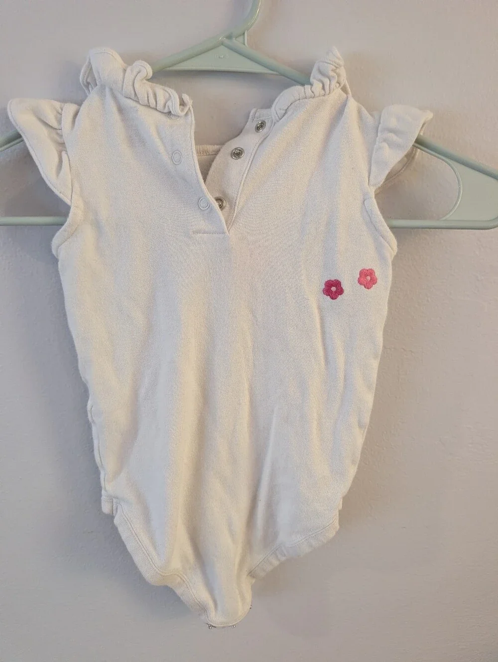 Gymboree White One-Piece Bodysuit with Pink Cherry Blossom Flowers Size 12-18mo